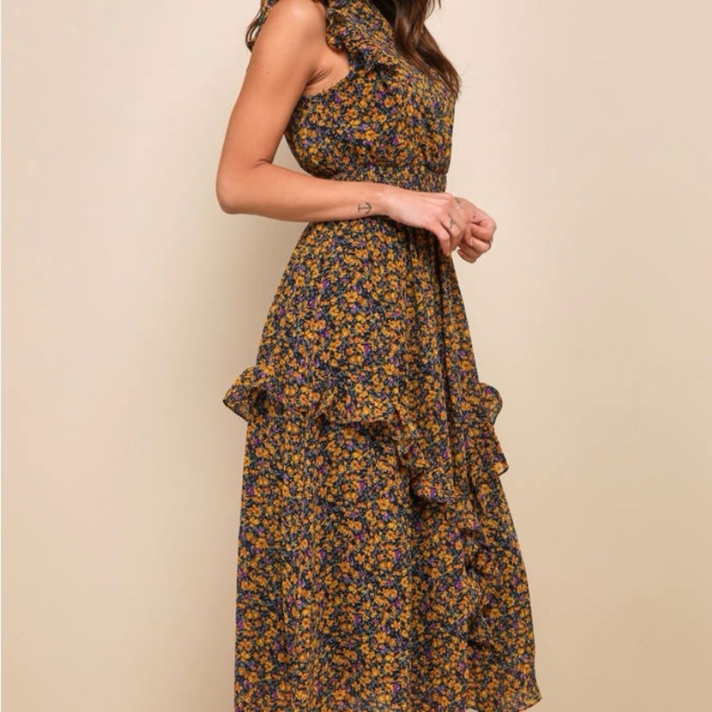 Floral Ruffle Maxi Dress - Multicolor